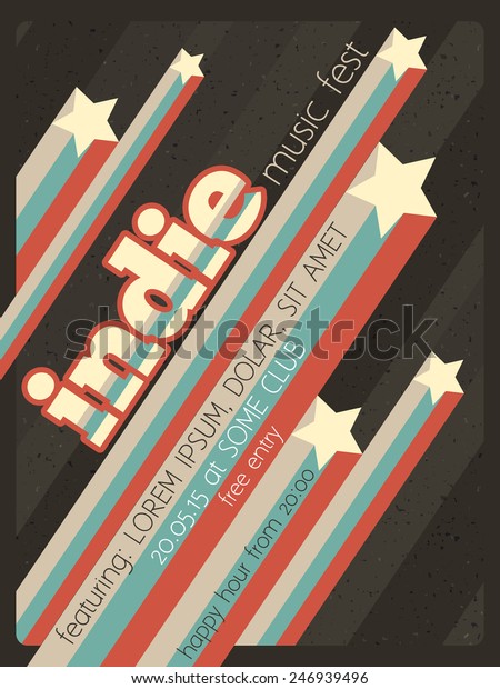 Indie music festival poster or flyer template.\
stripes and stars.