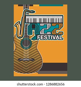 Indie musician concert show poster with acoustic guitar vector illustration - Vector