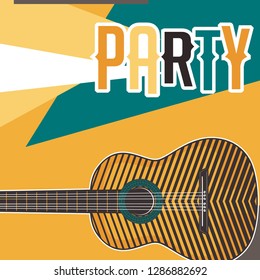 Indie musician concert show poster with acoustic guitar vector illustration - Vector
