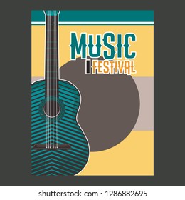 Indie musician concert show poster with acoustic guitar vector illustration - Vector