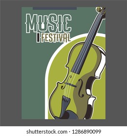 Indie musician concert show poster with acoustic guitar vector illustration - Vector