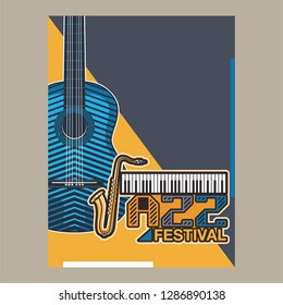 Indie musician concert show poster with acoustic guitar vector illustration - Vector