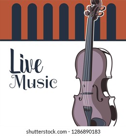 Indie musician concert show poster with acoustic guitar vector illustration - Vector