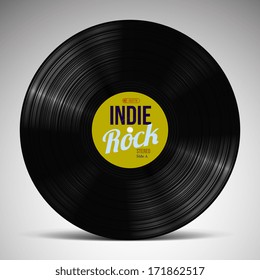 indie retro vinyl record, isolated realistic vinyl record with cover mockup, vector illustration.