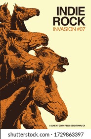 Indie Rock Horse Invasion Gig Poster Flyer Template