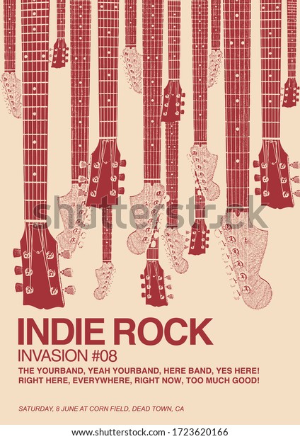Indie Rock\
Invasion Gig Poster Flyer\
Template