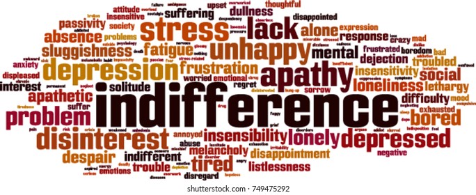 Indifference word cloud concept. Vector illustration
