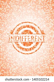 Indifferent abstract orange mosaic emblem with background
