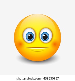 Indifferent Cute Emoticon, Smiley, Emoji - Vector Illustration