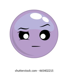 indifferent face sphere cartoon expression emotion icon. Isolated and flat illustration. Vector graphic