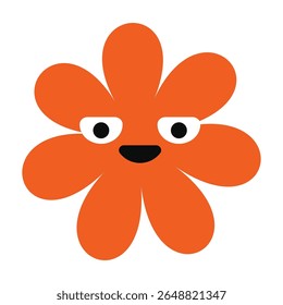 Indifferent floral emoji with tired eyes and a clean, flat style. A stylized, modern design blending humor and simplicity.