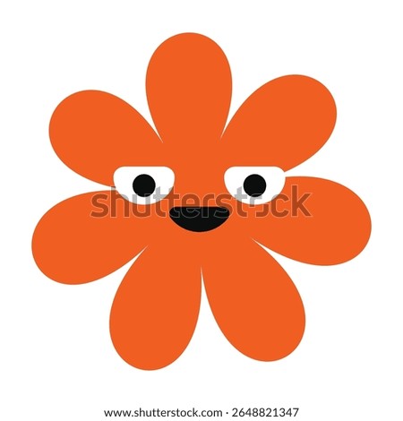 Indifferent floral emoji with tired eyes and a clean, flat style. A stylized, modern design blending humor and simplicity.