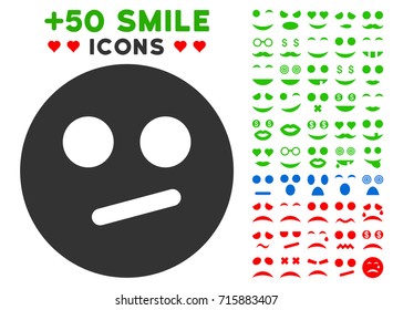 Indifferent Smiley icon with colored bonus emotion design elements. Vector illustration style is flat iconic symbols for web design, app user interfaces, messaging.