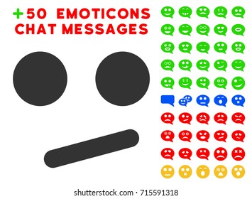 Indifferent Smiley Smile icon with bonus smile icon set. Vector illustration style is flat iconic symbols for web design, app user interfaces.