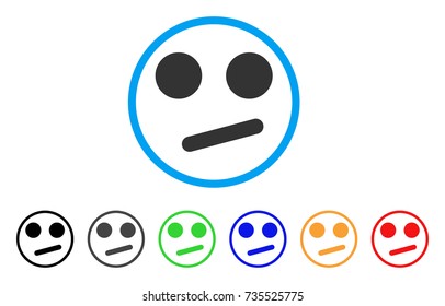 Indifferent Smiley Smile rounded icon. Style is a flat indifferent smiley smile grey symbol inside light blue circle with black, gray, green, blue, red, orange versions.