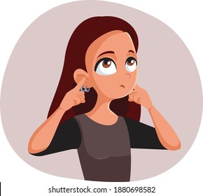 Indifferent Teen Girl Covering Her Ears. Rebel Teenager blocking communication