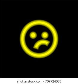 Indifferent yellow glowing neon ui ux icon. Glowing sign logo vector
