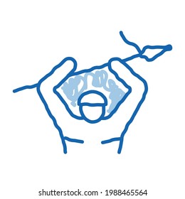 Indigenous Aztec With Spear Sketch Icon Vector. Hand Drawn Blue Doodle Line Art Indigenous Aztec With Spear Sign. Isolated Symbol Illustration