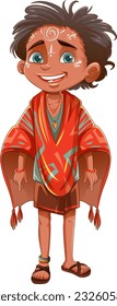 Indigenous boy cartoon character illustration
