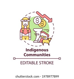 Indigenous Community Concept Icon. Climate Justice Idea Thin Line Illustration. Culturally Distinct Societies And Communities. Vector Isolated Outline RGB Color Drawing. Editable Stroke