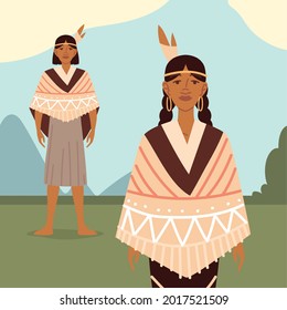 indigenous couple in traditional costume