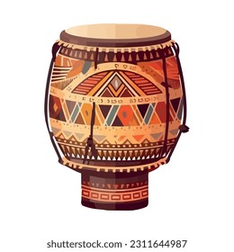 Indigenous culture ancient drum craft icon isolated