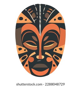 Indigenous culture symbolized in ornate tiki mask isolated