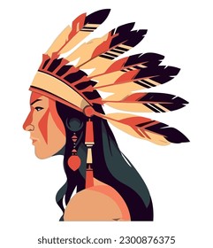 Indigenous headdress design over white