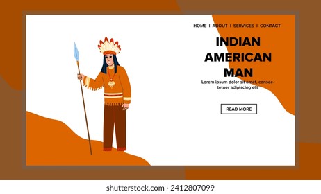 indigenous indian american man vector. men group, tribal headshot, look native indigenous indian american man web flat cartoon illustration