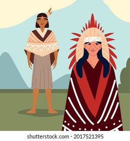 indigenous native men in ethnic costume