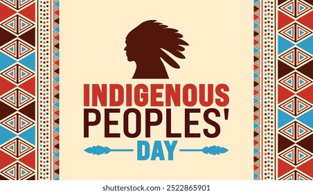 Indigenous peoples' Day background or banner design template is observed every year in October. Holiday concept. Template for card, poster, placard, template. eps 10