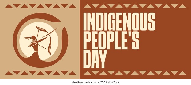 Anuncio del Día de las Personas Indígenas. Ilustración vectorial de un nativo americano con un arco y una flecha.