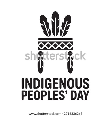 Indigenous peoples day emblem feathers headdress and celebratory text design