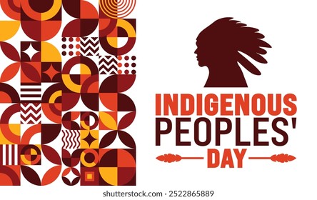 Indigenous peoples' Day geometric shape pattern background or banner design template is observed every year in October. Holiday concept. Template for card, poster, placard, template. eps 10