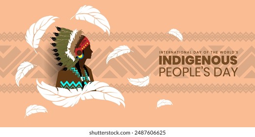 Tag der indigenen Völker, Internationaler Tag der indigenen Menschen der Welt, Vektorillustration