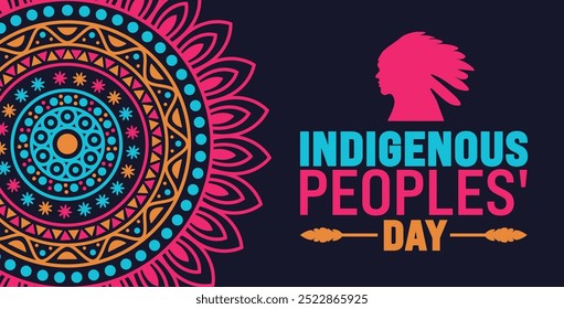 Indigenous peoples' Day mandala background or banner design template is observed every year in October. Holiday concept. Template for card, poster, placard, template. eps 10