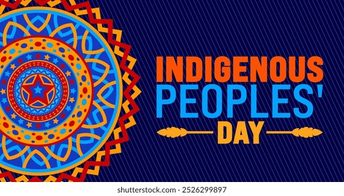 Indigenous peoples' Day mandala background or banner design template is observed every year in October. Holiday concept. Template for card, poster, placard, template.