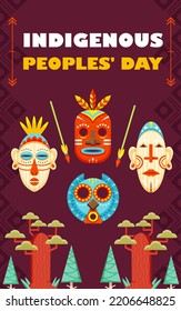 Indigenous Peoples Day, Masks of Indigenous People. Perfect for events