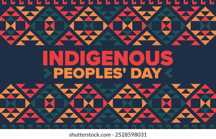 Indigenous Peoples' Day. Native American Day. American Indian culture. Heritage Month. Celebrate annual in United States. Tradition pattern. Poster, card, banner and background. Vector illustration