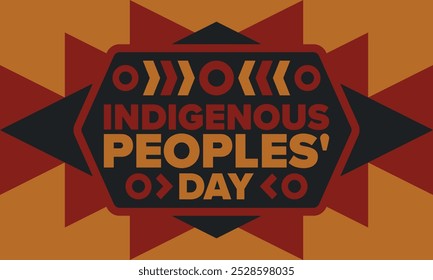 Indigenous Peoples' Day. Native American Day. American Indian culture. Heritage Month. Celebrate annual in United States. Tradition pattern. Poster, card, banner and background. Vector illustration