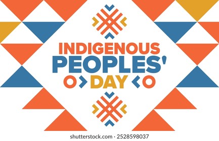 Indigenous Peoples' Day. Native American Day. American Indian culture. Heritage Month. Celebrate annual in United States. Tradition pattern. Poster, card, banner and background. Vector illustration