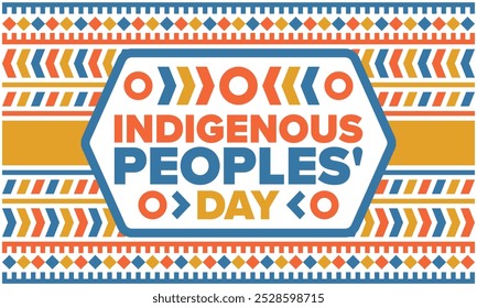 Indigenous Peoples' Day. Native American Day. American Indian culture. Heritage Month. Celebrate annual in United States. Tradition pattern. Poster, card, banner and background. Vector illustration