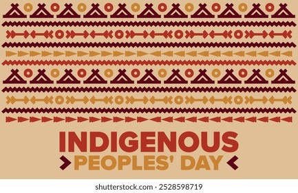 Indigenous Peoples' Day. Native American Day. American Indian culture. Heritage Month. Celebrate annual in United States. Tradition pattern. Poster, card, banner and background. Vector illustration