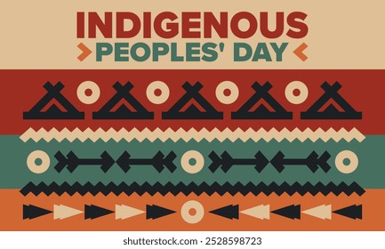 Indigenous Peoples' Day. Native American Day. American Indian culture. Heritage Month. Celebrate annual in United States. Tradition pattern. Poster, card, banner and background. Vector illustration