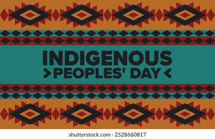 Indigenous Peoples' Day. Native American Day. American Indian culture. Heritage Month. Celebrate annual in United States. Tradition pattern. Poster, card, banner and background. Vector illustration