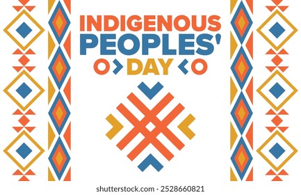 Indigenous Peoples' Day. Native American Day. American Indian culture. Heritage Month. Celebrate annual in United States. Tradition pattern. Poster, card, banner and background. Vector illustration