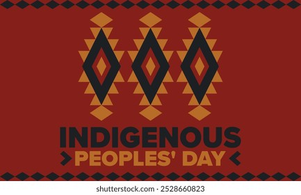 Indigenous Peoples' Day. Native American Day. American Indian culture. Heritage Month. Celebrate annual in United States. Tradition pattern. Poster, card, banner and background. Vector illustration