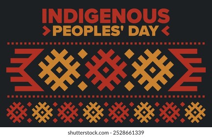 Indigenous Peoples' Day. Native American Day. American Indian culture. Heritage Month. Celebrate annual in United States. Tradition pattern. Poster, card, banner and background. Vector illustration