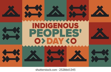 Indigenous Peoples' Day. Native American Day. American Indian culture. Heritage Month. Celebrate annual in United States. Tradition pattern. Poster, card, banner and background. Vector illustration