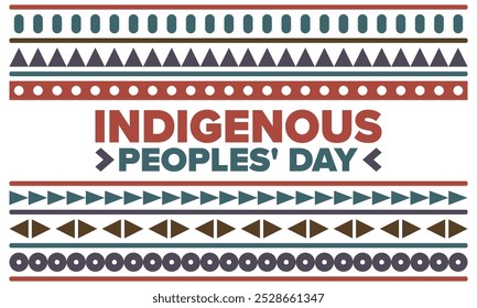 Indigenous Peoples' Day. Native American Day. American Indian culture. Heritage Month. Celebrate annual in United States. Tradition pattern. Poster, card, banner and background. Vector illustration